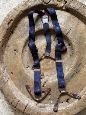 CAS Germany navy burgundy men's dapper twee academic preppy suspenders braces